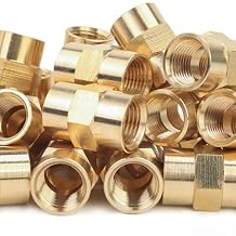LTWFITTING Brass Pipe Fitting Coupling Coupler 1/8 x 1/8 Inch Female NPT FNPT FPT Pipe Water BoatPack of 50