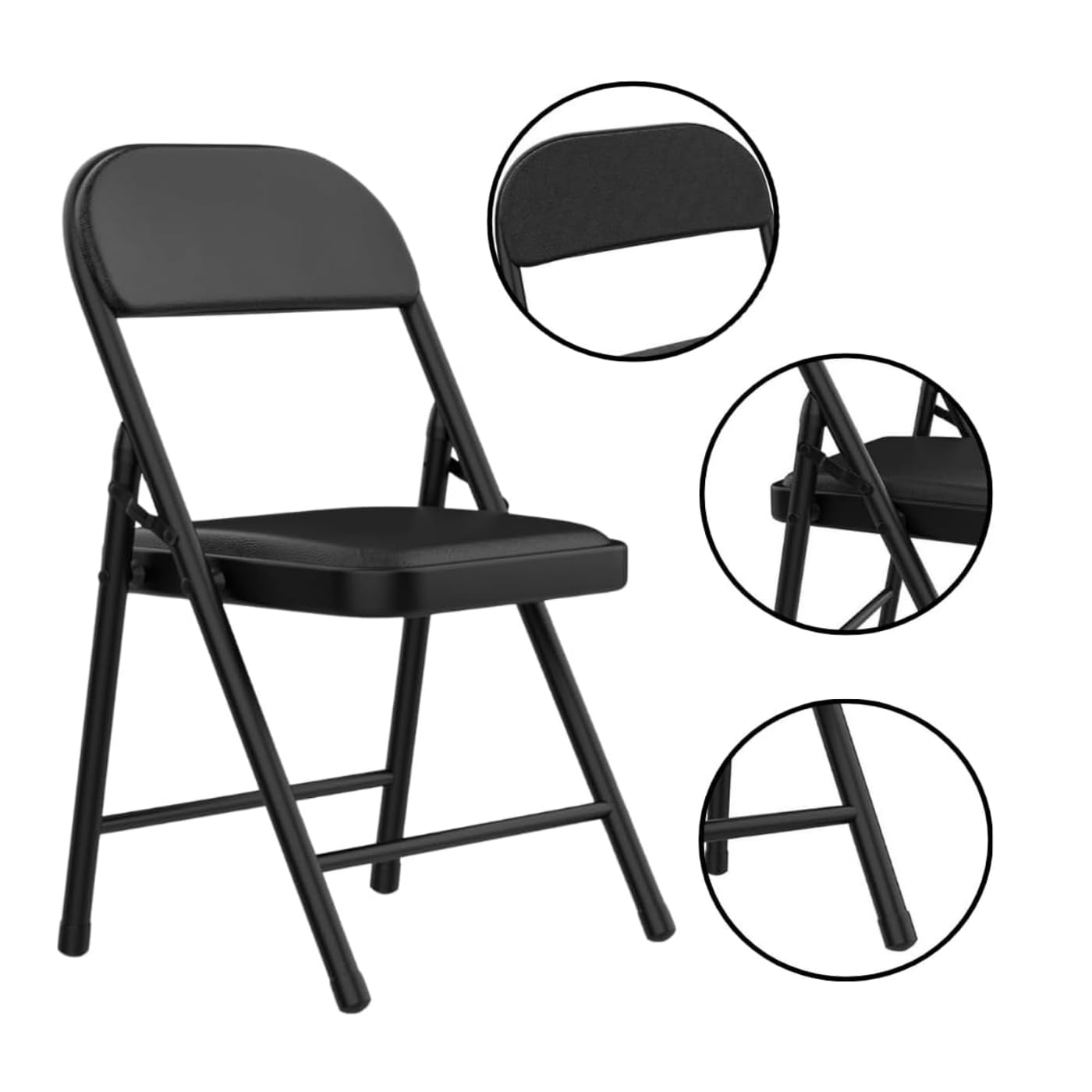 GrecoShop Set 6 Sedie Pieghevoli Salvaspazio con Imbottitura, Struttura in Metallo Robusta, Sedie per Ufficio Casa e Esterno, Portata 140 kg, Compatte e Resistenti