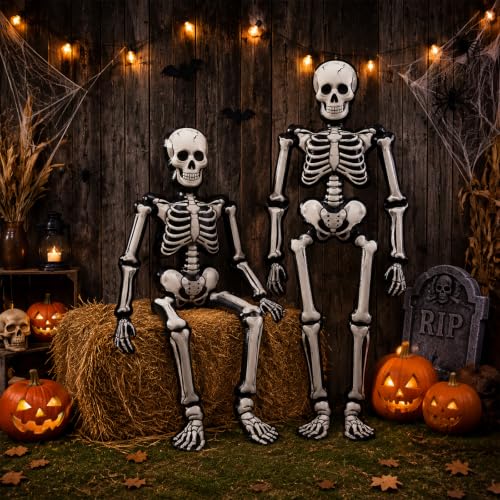 Image of 79 inch Skeleton Halloween Balloon, 2 Jumbo Skull Foil Balloon for Halloween Decorations Indoor, Halloween Home Decor, Halloween Decorations Outdoor