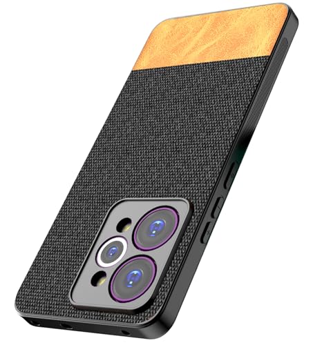 Image of Kapa Soft Fabric & Leather Hybrid Protective Back Cover for Realme 15 Pro 5G | Shockproof Slim Hard Anti Slip Back Case (Black,Brown)