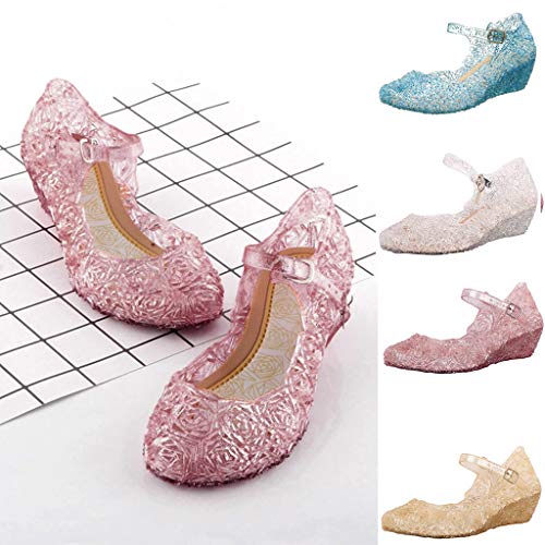 Generic Princess Jelly Sandals for Girls Toddler Dress Up Shoes Cosplay Sandals Summer Cute Glitter Black School Shoes for Boys 5