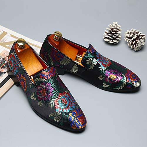 YYQL Men's Luxury Penny Loafers Shoes Embroidery Canvas Velvet Smoking Slippers Fashion Suede Walking Shoes Size 7-12.54