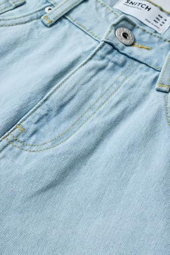 Image of SNITCH Men Casual Jeans | Baggy Fit with Mid Rise & Relaxed Thigh | 100% Cotton Woven Denim for All Seasons | Durable & Comfortable Design for Everyday Wear