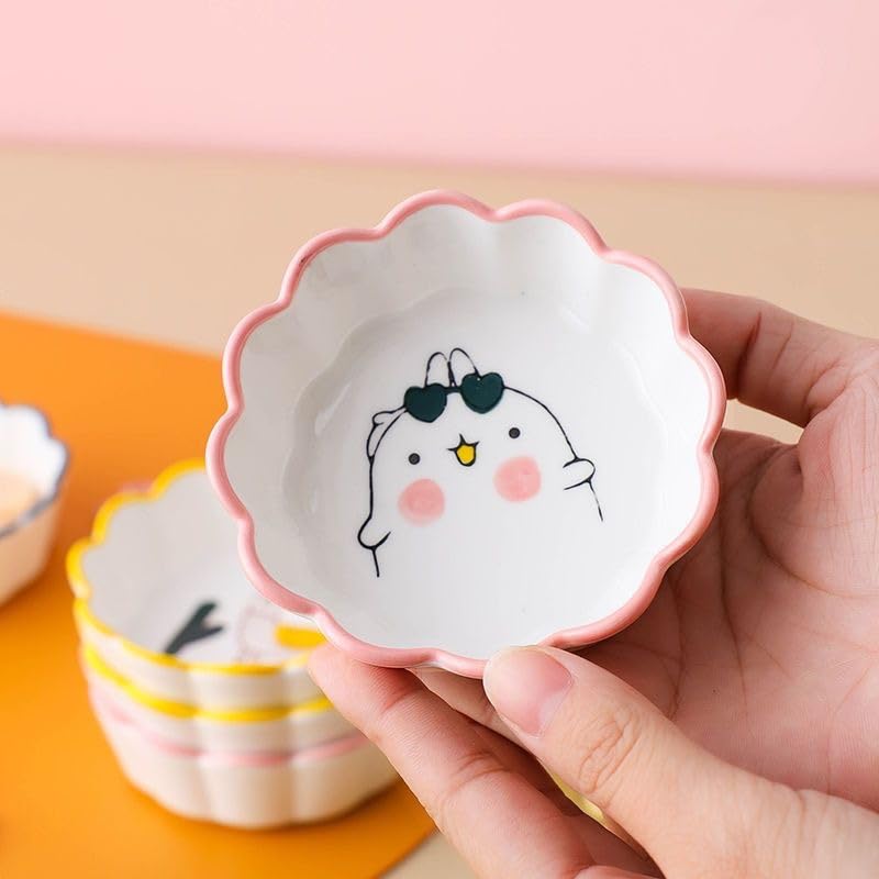 Image of YANCI Ceramic Dipping Bowls Set, Small Tableware for Soy Sauce, Vinegar, Chutney, Sushi Condiments (Multicolor, Pack of 4)