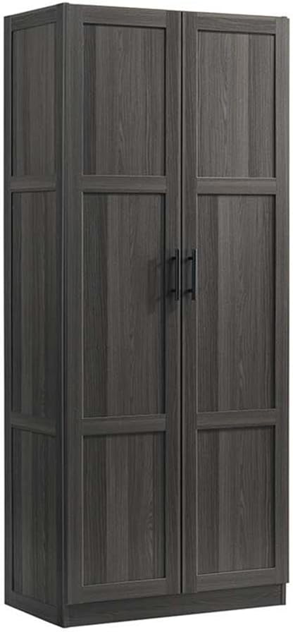 Pemberly Row Engineered Wood Storage Cabinet, Storage Cabinet Furniture Designed for Household Organization Use, Engineered Wood Construction in Dark Wood and Graphite Black Finish