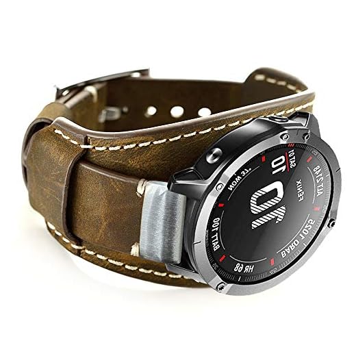 Leotop -Läderband kompatibla med Garmin Fenix 5/Fenix 5 Plus/Fenix 6/Fenix 6 Pro/Forerunner 935/945/Quatix 5 Smartwatch, 22 mm snabbt, äkta lädermanschett armband (kaffe)