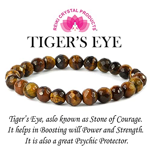 Image of Reiki Crystal Products Certified Natural Crystal Stone 8 mm Diamond Cut /Faceted Beads Bracelet for Men & Women | Reiki Charged Gemstone Bracelet | Multiple Crystal Variants Available