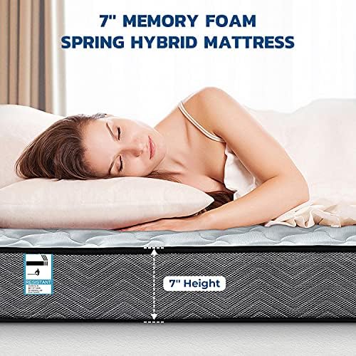 Kono Double Mattress Size 4FT6 Spring Mattress Medium Firm with Memory Foam and 3D Breathable Quilted Knitting Fabric Fire Resistant