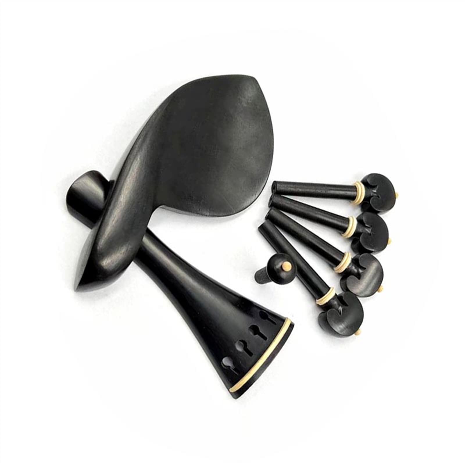 Części Zamienne do Skrzypiec Ebony 4/4 Zestaw Części Do Skrzypiec Skrzypce Tailpiece Kołki Stroikowe Kołki Podbródek Z Dekoracją Z Bukszpanu (Color : 02)