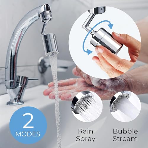 Image of RECLUSE 720 Degree Rotatable Faucet Sprayer Head Universal Splash Filter Faucet with 4-Layer Net Filter for Anti-Splash Dual-Function 2 Flow Faucet Sprayer Attachment for Face Washing Eyewash & Gargle