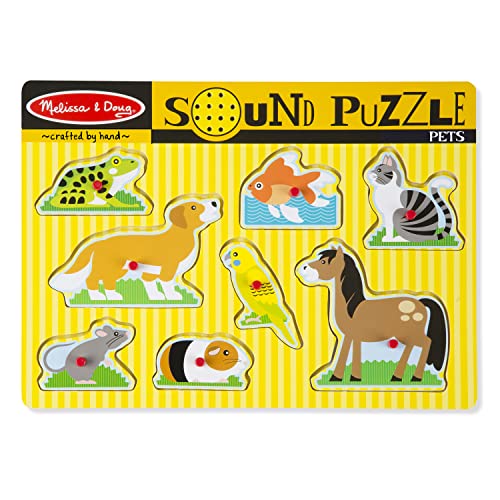 Melissa & Doug Pets Sound Puzzle - Wooden Peg Puzzle With Sound Effects (8 Pcs) - Chunky Baby Puzzle, Animal Sounds Puzzles For Toddlers And Preschoolers Ages 2+ #TOP4