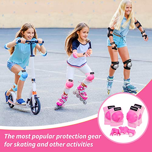 Knee Pads Kids/Youth, 6-in-1 Sports Knee Elbow Wrist Pads Guards, Safety Protective Gear for Roller Skates Cycling BMX Bike Skateboard Inline Skatings Scooter Riding and Other Extreme Sports - Thumbnail 2