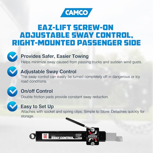 Camco Eaz-Lift Camper/RV Adjustable Sway Control | Features On/Off Control & Double Friction Pads Provide Constant Sway Reduction | Attaches & Detaches Quickly for RV Storage and Organization (48380) - Thumbnail 3