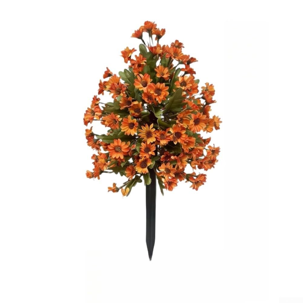 Marguerites artificielles et eucalyptus pour piquet de jardin ext&eacute;rieur