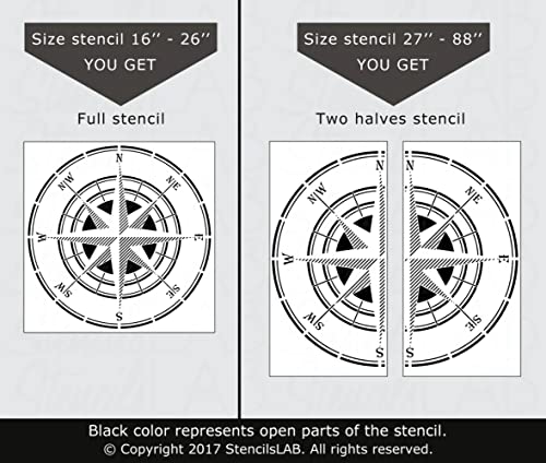 Rose Of Wind Stencil - Compass Stencil - Circular Stencil - Large Wall And Floor Stencil #TOP6