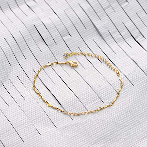Dremmy Studios Dainty Gold Yuanbao Chain Bracelet For Women 14K Gold Filled Simple Adjustable Link Chain Bracelets Minimalist Stackable Bracelet Jewelry Gifts For Women Girls #TOP2