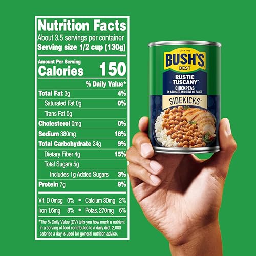 Image of Bush's Best Rustic Tuscany Chickpeas, 15.5 oz, (Pack of 12) | Canned, Source of Plant Based Protein and Fiber, Low Fat, Gluten Free