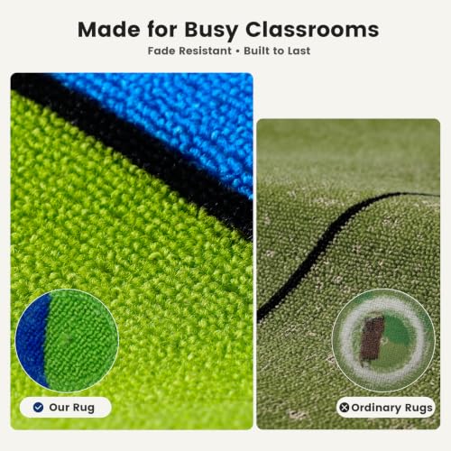 ABCarpet Classroom Rug with 24 Seats Black and White Grid 7’6'‘ x 13'1‘’ - Nylon Stain Resistant Carpet for Elementary School, Daycare, Preschool - Non Slip Washable Seating Rug with Individual Spots - image 3