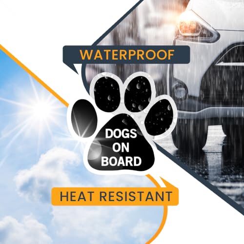 Image of Dogs on Board Pawprint Car Magnet 5 Inch 2 Pack, Dog Lover Gift | Heavy duty magnetic decal for car, truck, SUV or fridge, full color UV printed