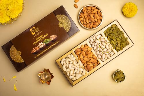 Image of Browntree Premium 4p - 150g |Fresh & Healthy Dry Fruits (Almonds, Cashewnuts, Salted Pista, Raisins) |Gift Hamper |Dry Fruit Gift pack| Dry Fruits Gift Box|Gift for Family|Corporate Gift