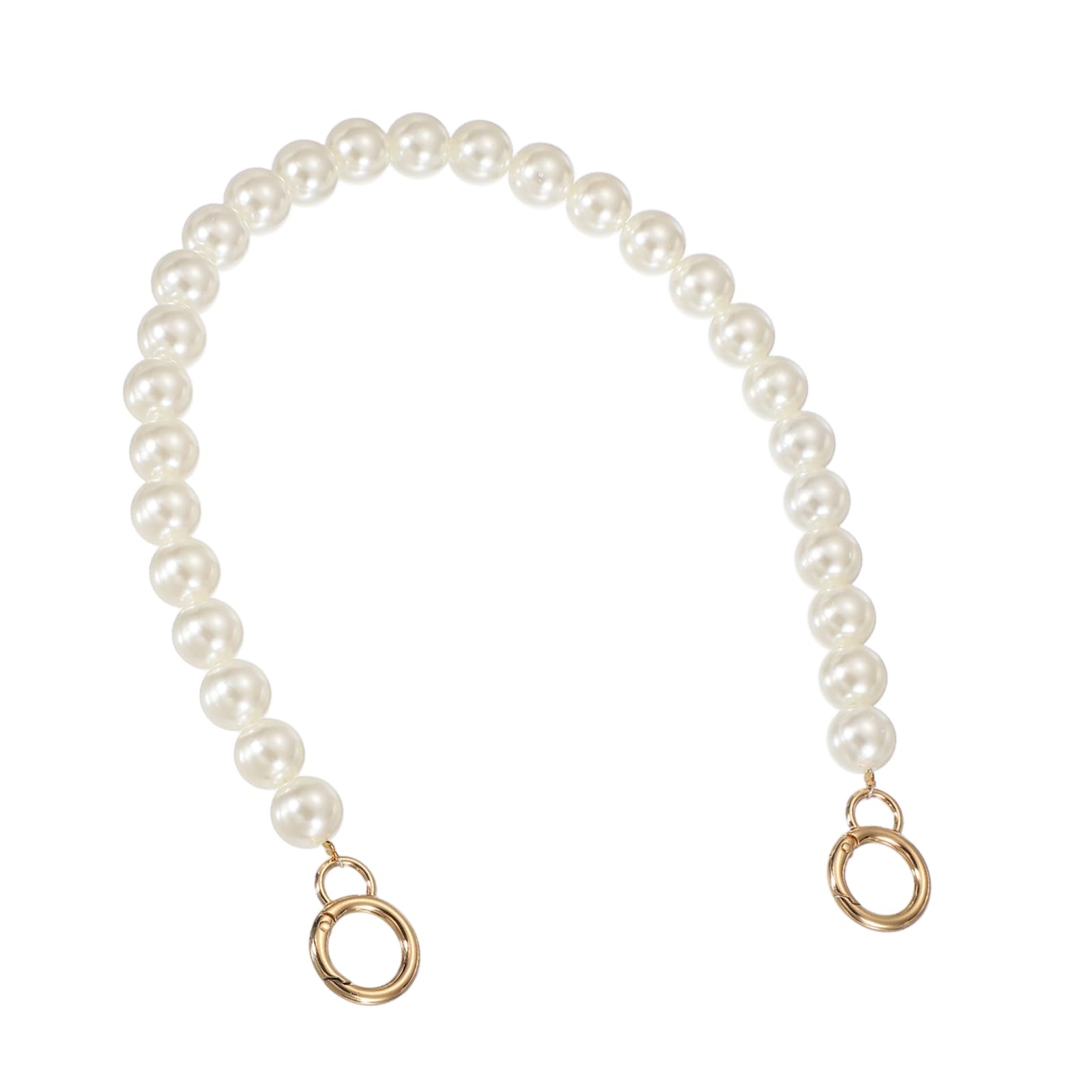 sourcing map Imitation Pearl Purse Strap, 20" Pearl Crossbody Chain Strap with Spring Buckle Handbag Purse Chain Replacement Beaded Strap for DIY Handbag Hang Bag Accessories, 16mm Gold
