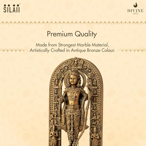 Image of SILAII Ayodhya Ram Lalla Idol 12 Inch | Shri Ram Murti for Home Pooja, Mandir | Antique Bronze & Artistically Crafted | Spiritual Decor & Religious Gift