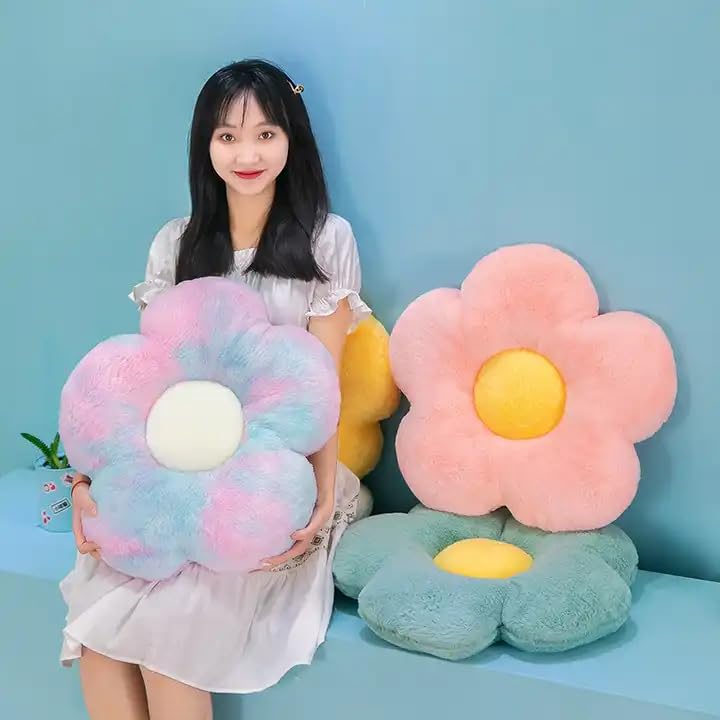 Image of RVA Flower Floor Pillow Flower Plush Throw Pillow Flower Shape Cushion for Reading, Room, Watching TV Sofa Cushions Set, Cushions for Sofa, Cushion Pillow for Bed, Car, Office (Pack of 2) (Pink)