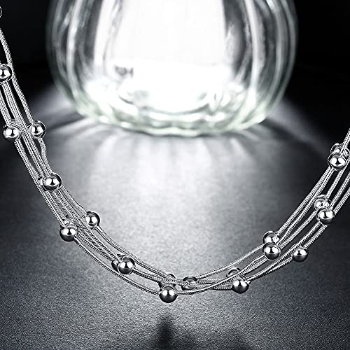 Perles et chaîne serpent sur un collier multicouches 18 pouces tendance
