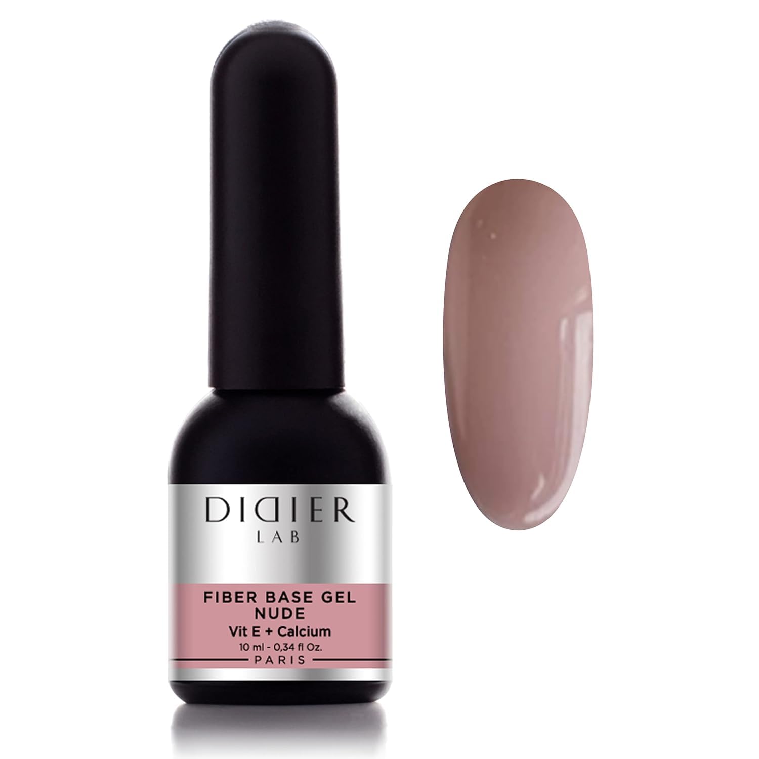 DIDIER LAB Premium Fiber Base Gel Polish Nude - LED UV Gel Base Coat - Long Lasting Soak Off Gel Nail Base Coat with Vitamins and Minerals - Strengthens Thin Damaged Nails - 0.34 fl oz