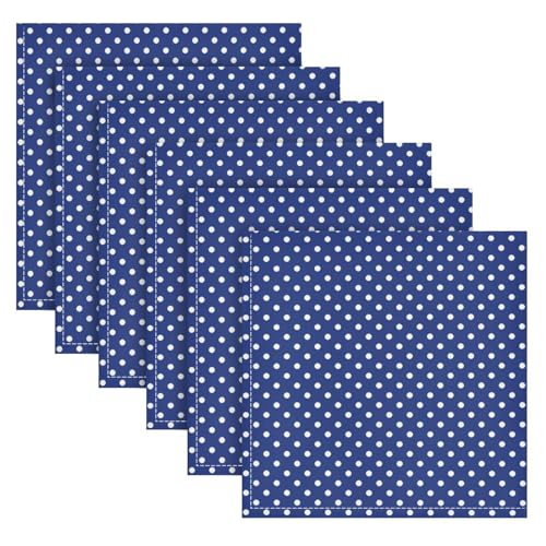 Servilleta de Tela Blanca con Lunares Azules 50.5x50.5 cm Pack 6 miniatura 1