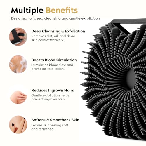 Image of Silicone Body Scrubber - Deep Cleansing & Exfoliating Shower Brush for Soft, Smooth Skin, Improves Skin Texture, Boosts Circulation, Gentle & Hygienic Bath Scrubber for Men & Women