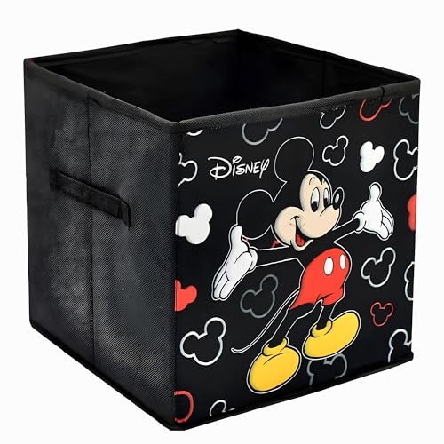 Image of Kuber Industries Collapsible Storage Box | Kids Toys Storage Organizer | Wardrobe Baskets for Clothes | Disney Mickey Mouse Print Foldable Box | Black