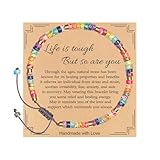 TAGOMEI Inspirational Gifts Bracelets for Women Healing Natural Stone Bracelets Best Friend Sister Bestie Birthday Christmas Get Well Soon Gifts for Women -Life is Tough But So are You