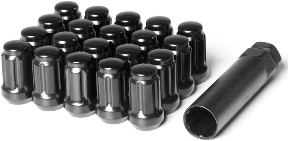 Circuit Performance Spline Drive Tuner Acorn Lug Nuts Black 12x1.25 Forged Steel (20pc + Tool)