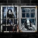 Yigney 2 Pcs Scary Halloween Window Decorations Female Ghost Window Door Cover Haunted Halloween Curtains Silhouette Decor for Outdoor Indoor (Female Ghost)