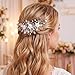 Unicra Silver Flower Bride Wedding Hair Vine Leaf Bridal Hair Piece Rhinestone Hair Accessories Beaded Headpieces Jewelry for Women and Girls (Silver)