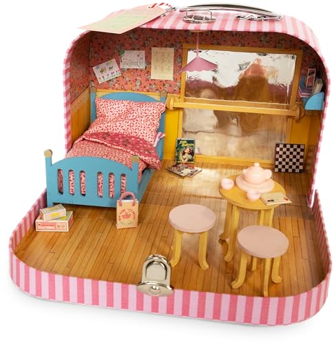 Das Mäusehaus to Go Ellas Ballettzimmer | Kreatives Bastelset im Koffer | Mini-Puppenhaus zum Mitnehmen | Ab 4 Jahren | Inkl. Möbel Bettzeug Deko & Teeservice