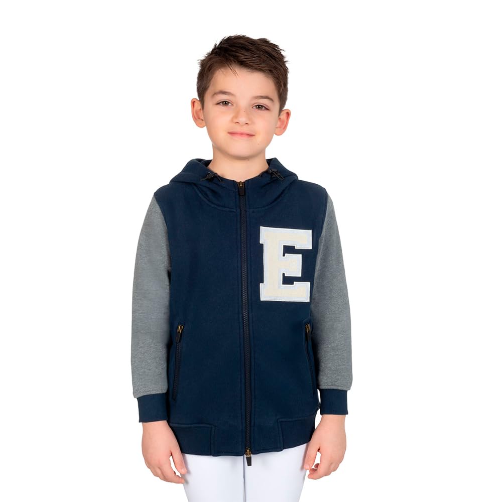 Felpa da bambino in cotone con cappuccio zip frontale e polsini elasticizzati a costine 14 anni