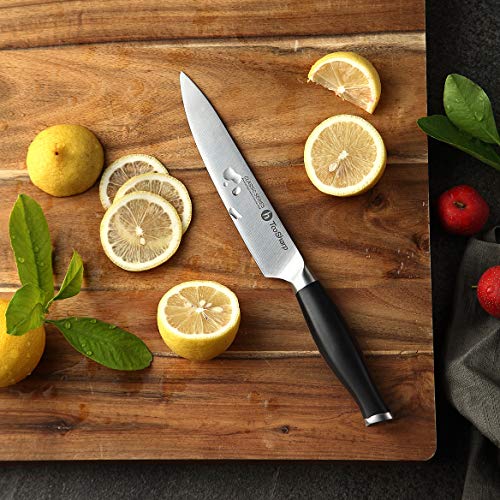 TooSharp 6 inch Chef Knife/Chef Utility Knife, German High Carbon Stainless Steel Knife/Fruit and Vegetable Cutting Chopping Carving kitchen Chef Knives, Ergonomic Handle with VG10