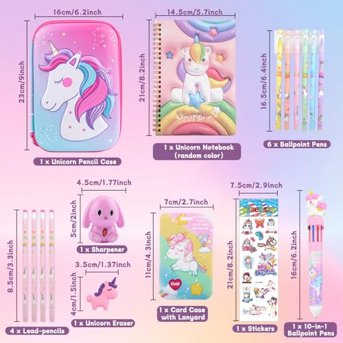 Image of Pencil Case for Girls, Cute Unicorn 3D EVA Large Capacity Pink Pencil Pouch for Kids, Kawaii Stationery Set School Supplies Pencil Box, Birthday Christmas Gifts