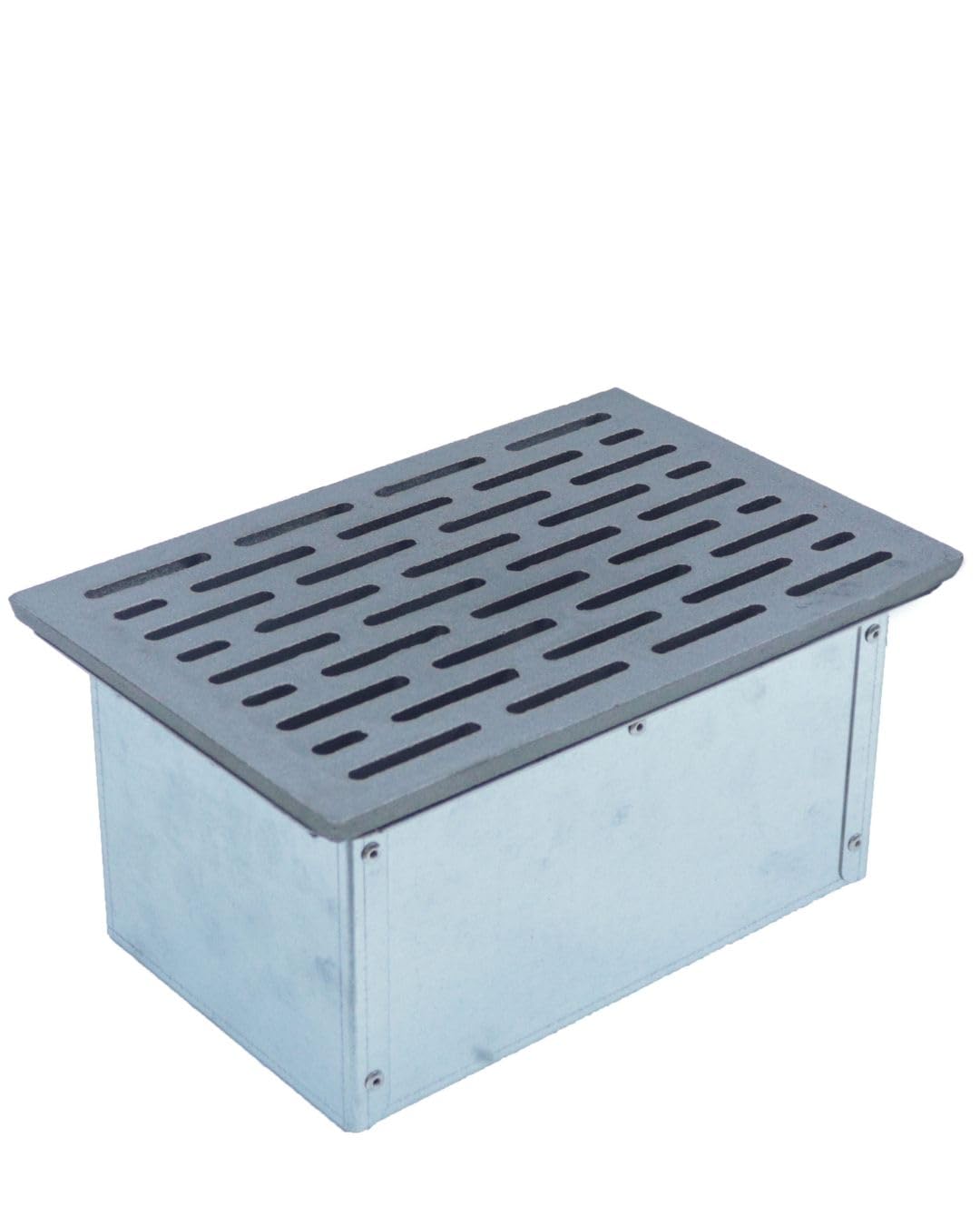 FONDERIA BONGIOVANNI | Griglia in Ghisa | Griglia per Camino | Stufa Pellet | Barbecue Fondello per Cenere | 30x20 cm | mattoncino cod. M | con Cassetto Raccolta Cenere | Altezza14 | Accessori Camino