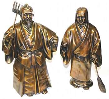 銅製の人物像 金差し 菱形花木地紋香炉 ー三宝堂オンラインショップ