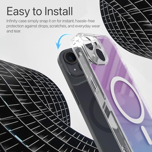 Image of Vaku Luxos TPU Eternity Magpro Back Cover Case For iPhone 15 Scratch Resistant Slim Fit Protective Design Military-Grade Protection Compatible With Mag-Safe Wireless Charging-Blue & Purple