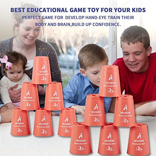Aivalas Sport Stacking Cups Set, 12Pcs Quick Stack Cups Training Games Challenge Competition For Kids Adults Travel Party Games(Orange) #TOP5