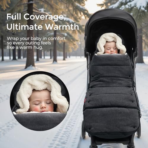 Momcozy Stroller Footmuff Universal | Easily Attaches to Most Strollers | Ultra-Plush,Weather-Proof | Deluxe Warm Stroller Bunting Bag | Extendable Stroller Cover for Winter | Adjustable Buckle - Image 3