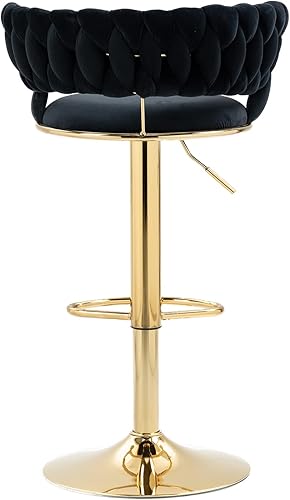 Miniatura 4 de SZLIZCCC Taburetes de bar de lujo, modernas sillas de bar redondas ajustables, sillas de comedor altas de cocina con reposabrazos, altura ajustable