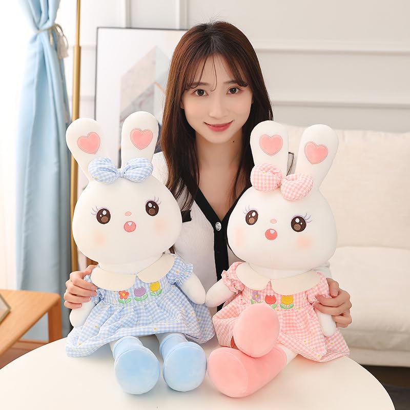 Carino Coppia Coniglio Peluche Giocattolo Kawaii Gonna Coniglio Cuscino Dormire Peluche Animale Bambola Coniglietto per Bambini Regalo di Compleanno 90 cm Rosa