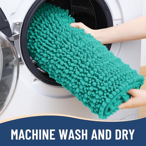 Image of Arotive Luxury Bathroom Ruuner Rugs 30x17, Extra Soft Thick Absorbent Shaggy Chenille Bath Rugs, Machine Wash Dry, Bath Mats for Bathroom Floor, Tub and Shower, Home Decor Accessories, Teal