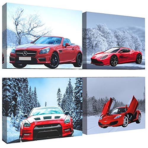 Sport Car Wall Art Canvas Painting for Living Room Decoration - Red Car