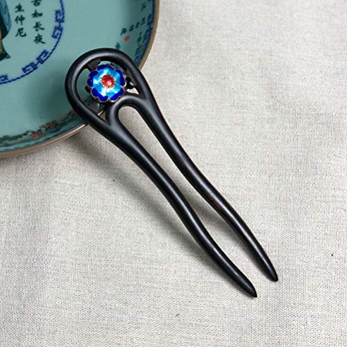 Lurrose Natural Sandalwood Hair Fork U-Shaped Hair Pin Chignon Hair Stick Hairstyle Accessory for Women Girls - Image 2